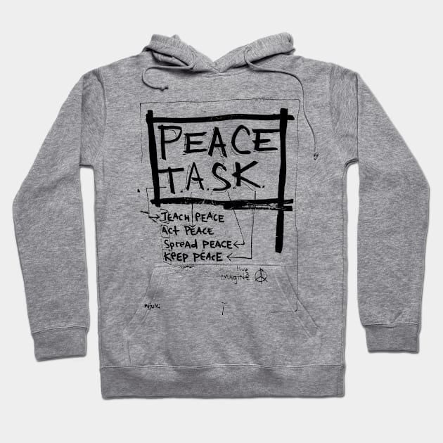 Peace Task Doodle Black Hoodie by Mijumi Doodles